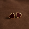Ruby Heart Enamel Stud Earrings (Anti Tarnish)