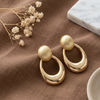 Gold Double Loop Statement Earrings (Anti-Tarnish)
