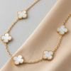 Ivory Clover Charm Necklace (Anti-Tarnish)