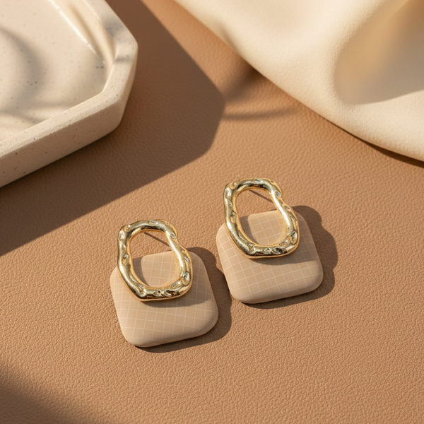 Elegant Grid Drop Earrings