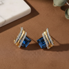 Sapphire Wave Crystal Earrings