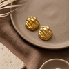 Gold Textured Dome Stud Earrings (Anti-Tarnish)