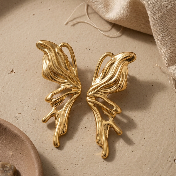 Golden Whisper Wings Earrings (Anti-Tarnish)