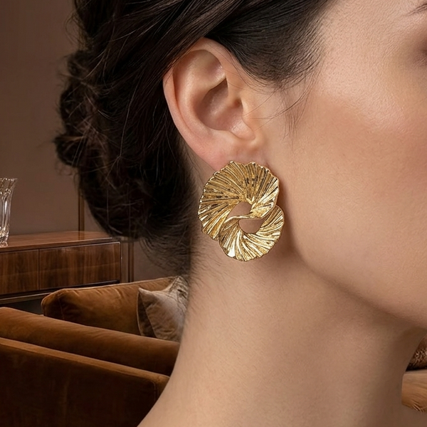 Aurelia Pleated Statement Studs (Anti-Tarnish)