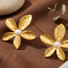 Golden Bloom Pearl Stud Earrings (Anti-Tarnish)