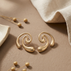 Gold Abstract Swirl Stud Earrings (Anti-Tarnish)