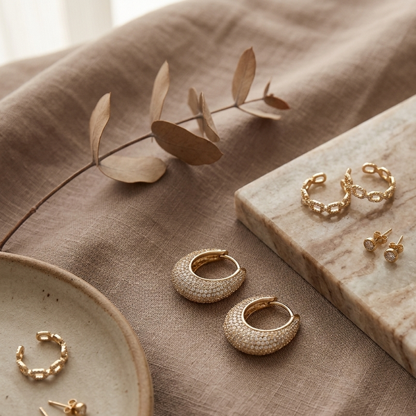 Luxe Pavé Curve Hoop Earrings
