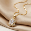 Regal Radiance Emerald-Cut Pendant (Anti-Tarnish)