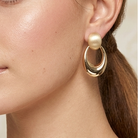 Gold Double Loop Statement Earrings (Anti-Tarnish)