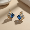 Sapphire Wave Crystal Earrings