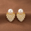 Pearl Radiance Fan Earrings (Anti-Tarnish)