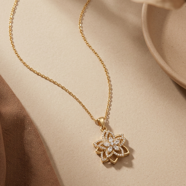 Golden Blossom Radiance Pendant (Anti-Tarnish)