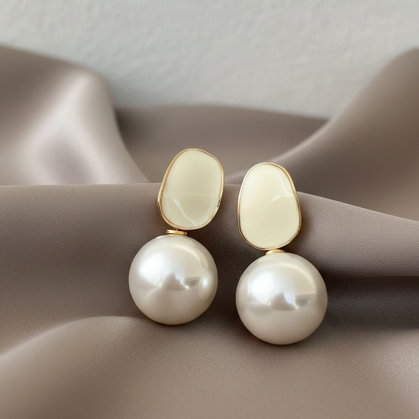 Elegant Pearl Drop Stud Earrings