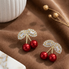 Crimson Cherry Spark Earrings (Anti-Tarnish)