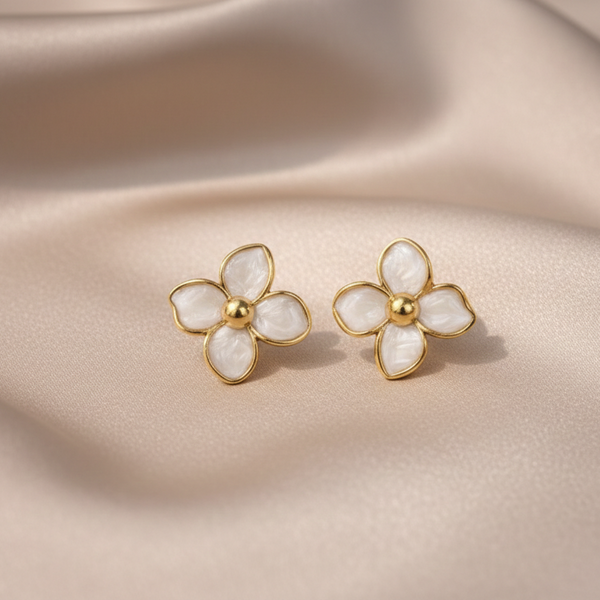 Petal Pearl Floral Stud Earrings