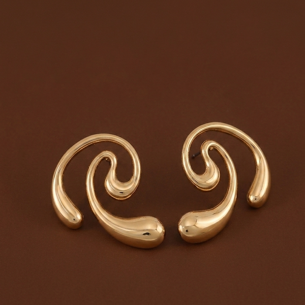 Gold Abstract Swirl Stud Earrings (Anti-Tarnish)
