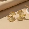 Golden Ginkgo Statement Studs (Anti Tarnish)