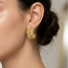 Golden Twirl Textured Hoop Earrings (Anti-Tarnish)