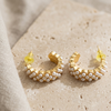 Pearl Crescent Hoop Earrings (Anti-Tarnish)