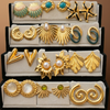 Golden Statement Stud Earrings Set (Anti Tarnish)
