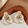 Golden Pearl Wave Statement Earrings (Anti-Tarnish)