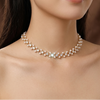 Gold Pearl Crystal Statement Necklace (Anti-Tarnish)