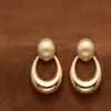Gold Double Loop Statement Earrings (Anti-Tarnish)