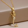 Golden Mermaid Charm Pendant Necklace (Anti Tarnish)