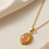 Amber Glow Oval Pendant Necklace (Anti-Tarnish)
