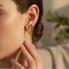 Golden Heart Statement Stud Earrings (Anti Tarnish)