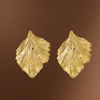 Golden Leaf Texture Stud Earrings (Anti Tarnish)