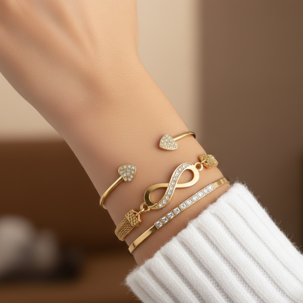 Golden Charm Bracelet Stack Set (Anti Tarnish)