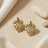 Golden Leaf Texture Stud Earrings (Anti Tarnish)