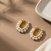 Golden Pearl Curve Hoop Earrings (Anti-Tarnish)