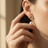 Golden Clover Pearl Drop Earrings
