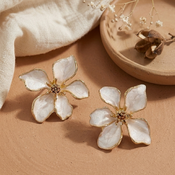 Golden Petal Bloom Stud Earrings