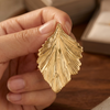 Golden Leaf Texture Stud Earrings (Anti Tarnish)