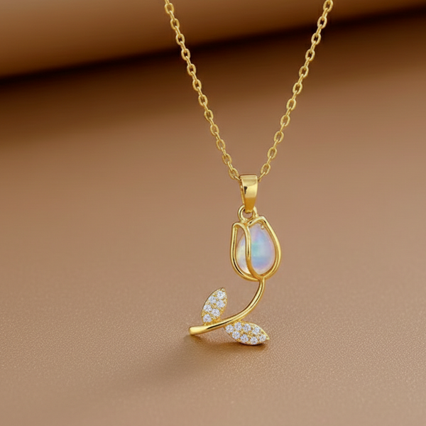 Opal Bloom Pendant Necklace (Anti Tarnish)