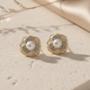 Pearl Blossom Crystal Stud Earrings