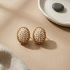 Pearl Oval Stud Earrings (Anti Tarnish)