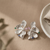 Silver Floral Crystal Statement Earrings (Anti-Tarnish)