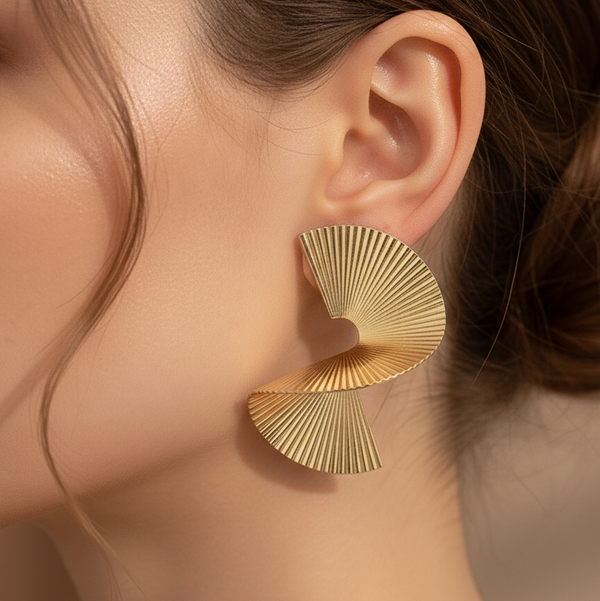 Golden Mirage Statement Studs (Anti Tarnish)