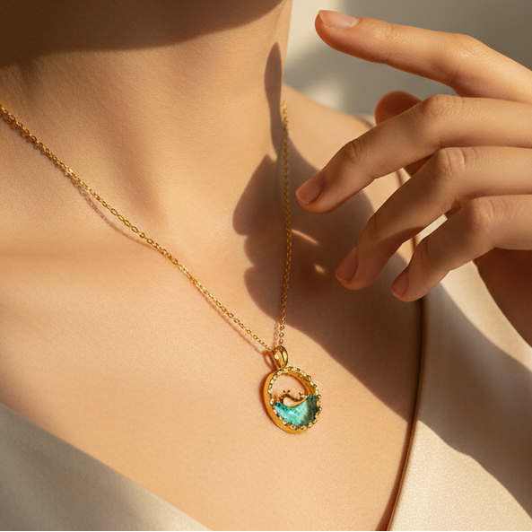Ocean Wave Pendant Necklace (Anti Tarnish)