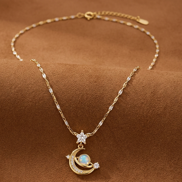 Celestial Orbit Charm Necklace (Anti-Tarnish)