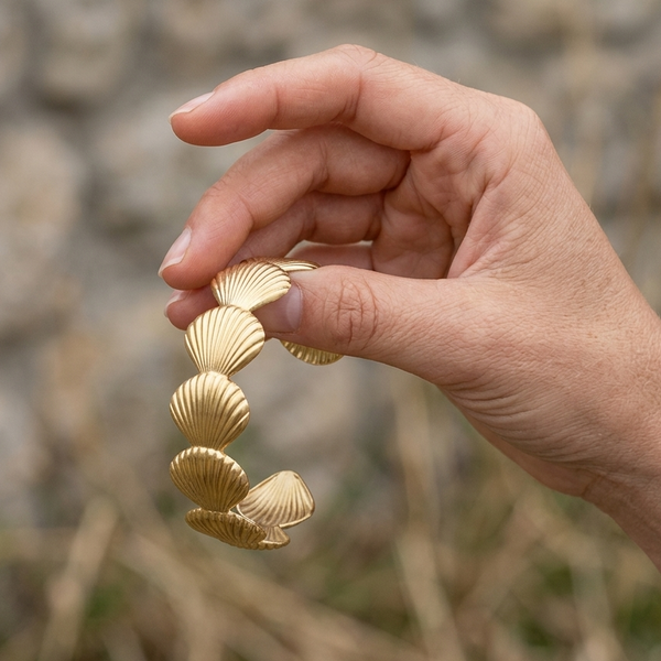 Golden Seashell Cuff Bracelet (Anti-Tarnish)