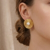 Pearl Orbit Textured Stud Earrings (Anti-Tarnish)