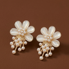 Ivory Bloom Pearl Drop Earrings (Anti-Tarnish)