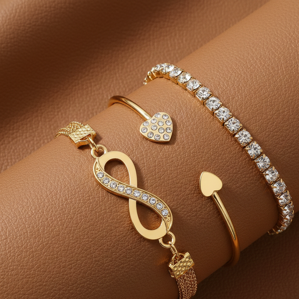 Golden Charm Bracelet Stack Set (Anti Tarnish)