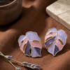 Pastel Leaf Enamel Statement Earrings (Anti-Tarnish)