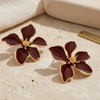Crimson Petal Bloom Stud Earrings (Anti-Tarnish)